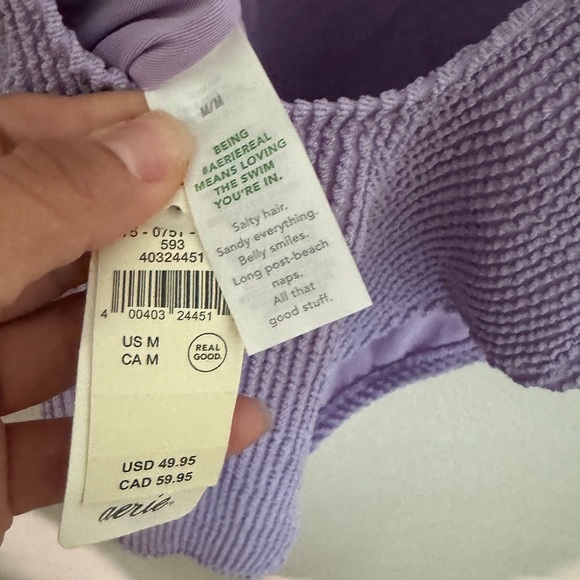 Aerie Lavender Ribbed One-Piece Swimsuit | Size Medium, NWT - Picture 4 of 4